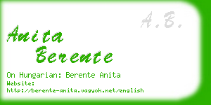 anita berente business card